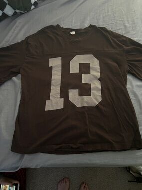 Men's Black V-Neck Jersey with Number 13 Graphic